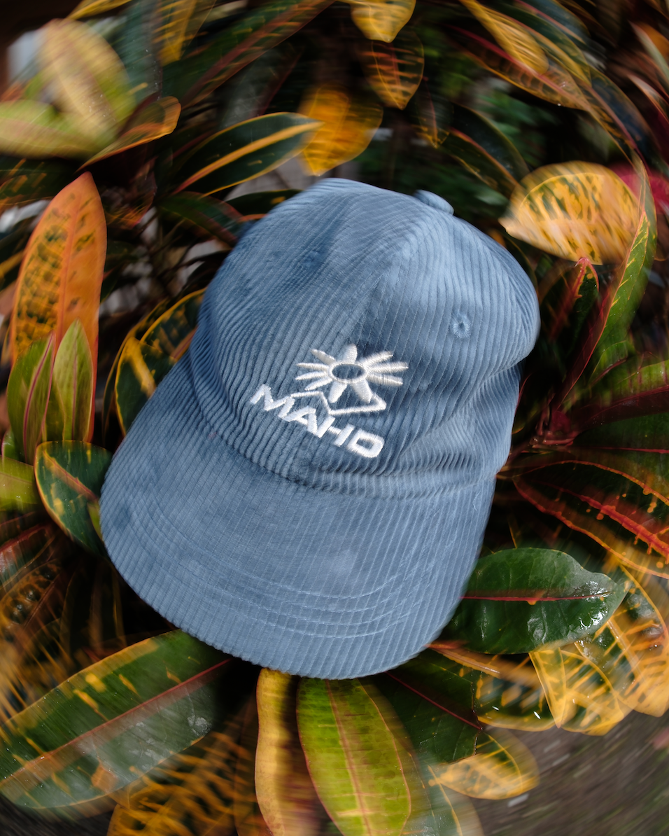 Botanical Corduroy Hat - Dusty Blue